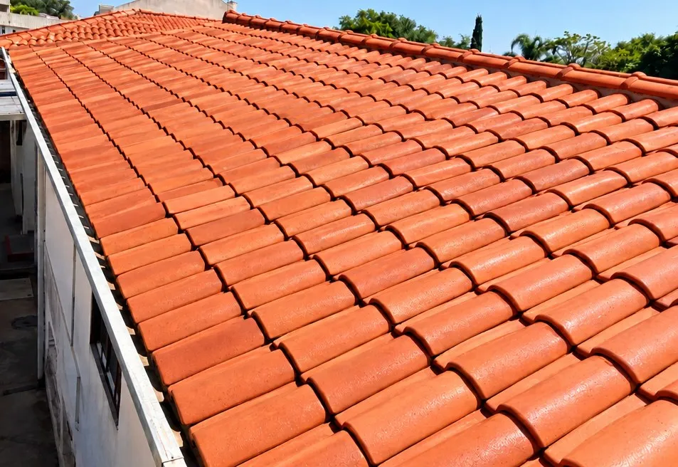 Limpeza de telha cerâmica, depois do serviço